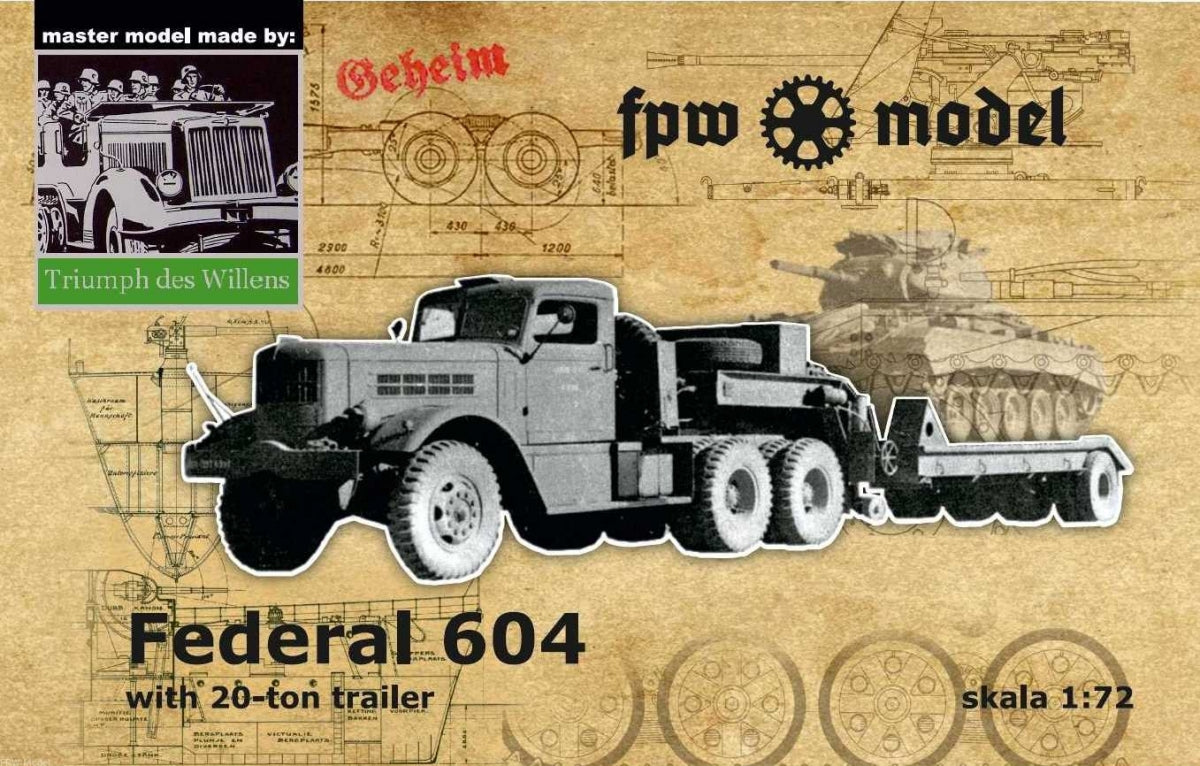 Maquette FPW TDW006 Triumph des Willens - Federal 604 avec remorque plateau de 20 tonnes 1/72 