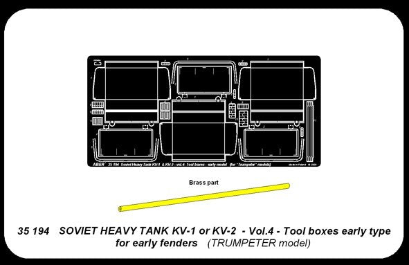 Aber 35194 Russian heavy tank KV-1, KV-2 - vol. 4 - additional set - tool boxes early type for early fenders 1/35 – imagen 4