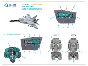 Quinta Studio QD+48560 MiG-25PD 3D-Printed &amp;amp; coloured Interior on decal paper (ICM) (with 3D-printed resin parts) 1/48 – imagen 14