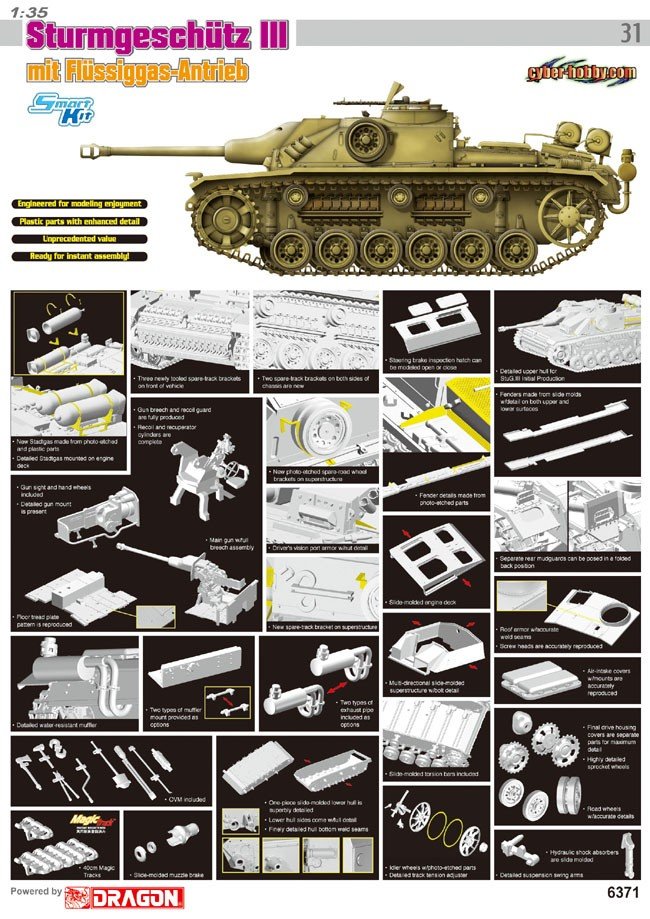 Cyber Hobby 6371 Sturmgeschutz III mit Flussiggas-Antrieb 1/35 – zdjęcie 2