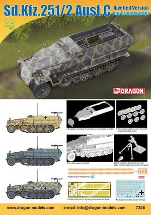 Dragon 7308 Sd.Kfz.251/2 Ausf.C Rivetted Version mit Granatwerfer 1/72