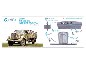 Quinta Studio QD35116 Opel Blitz 3D-Printed &amp;amp; coloured Interior on decal paper (Italeri/Zvezda) 1/35 – immagine 2
