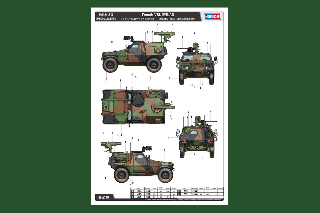 Hobby Boss 83877 French VBL MILAN 1/35 – zdjęcie 2