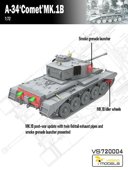 Vespid Models VS720004 A-34 Comet MK.1B 1/72 – imagen 7