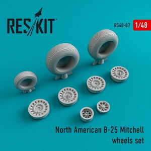 RESKIT RS48-0087 Jeu de roues B-25 Mitchell 1/48