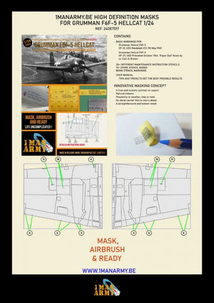 1 Man Army 24DET017 Grumman F6F-5 Hellcat Airfix 1/24 – imagen 2