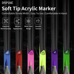 DSPIAE MKF-03 Water-Based Soft Head Marker Fluorescent Yellow – imagen 2