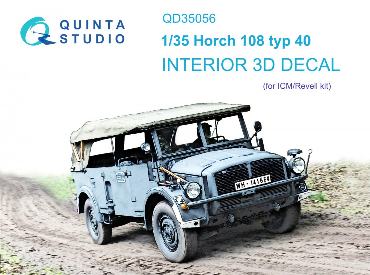 Quinta Studio QD35056 Horch 108 type 40 3D-Printed &amp; colored Interior on decal paper ( ICM ) 1/35