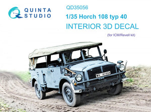 Quinta Studio QD35056 Horch 108 typ 40 3D-Printed &amp;amp; coloured Interior on decal paper ( ICM ) 1/35