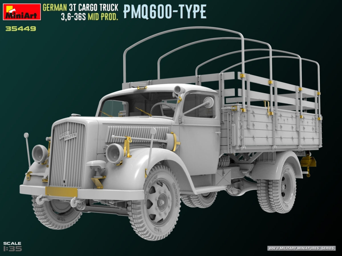 Miniart 35449 GERMAN 3T CARGO TRUCK 3,6-36S MID PROD. PMQ600-TYPE 1/35 – immagine 2