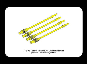 Aber 35L-092 Jeu de 4 canons pour mitrailleuses allemandes MG42 sans chemise (1/35) – image 4