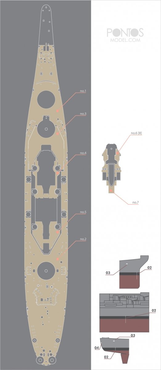 Pontos 35010WD1 USS BB-63 Missouri Ensemble de pont en bois Ton naturel (1/350) – image 3