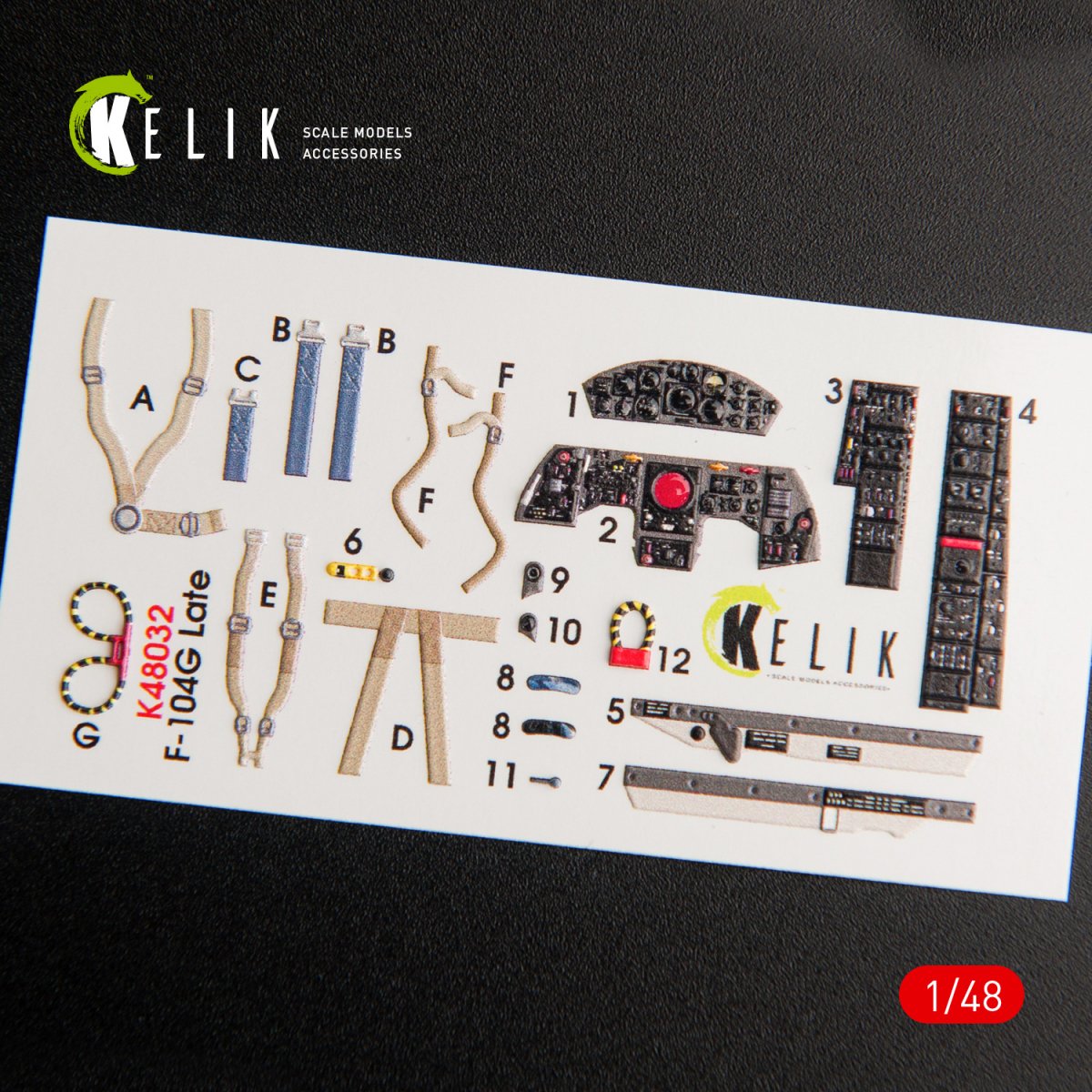 KELIK K48032 F-104G &amp;quot;STARFIGHTER&amp;quot; LATE TYPE INTERIOR 3D DECALS FOR HASEGAWA KIT 1/48 – imagen 2