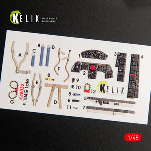 KELIK K48032 F-104G &amp;quot;STARFIGHTER&amp;quot; LATE TYPE INTERIOR 3D DECALS FOR HASEGAWA KIT 1/48 – imagen 2