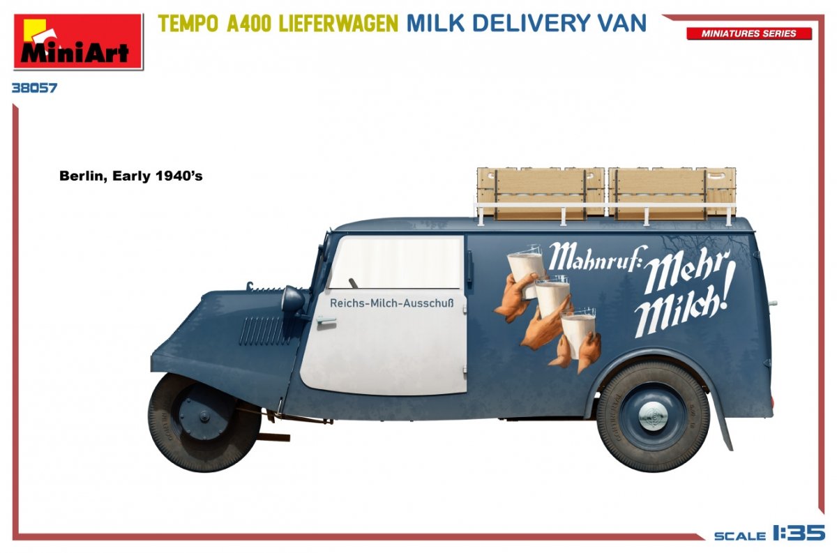 MiniArt 38057 TEMPO A400 LIEFERWAGEN. MILK DELIVERY VAN 1/35 – immagine 5