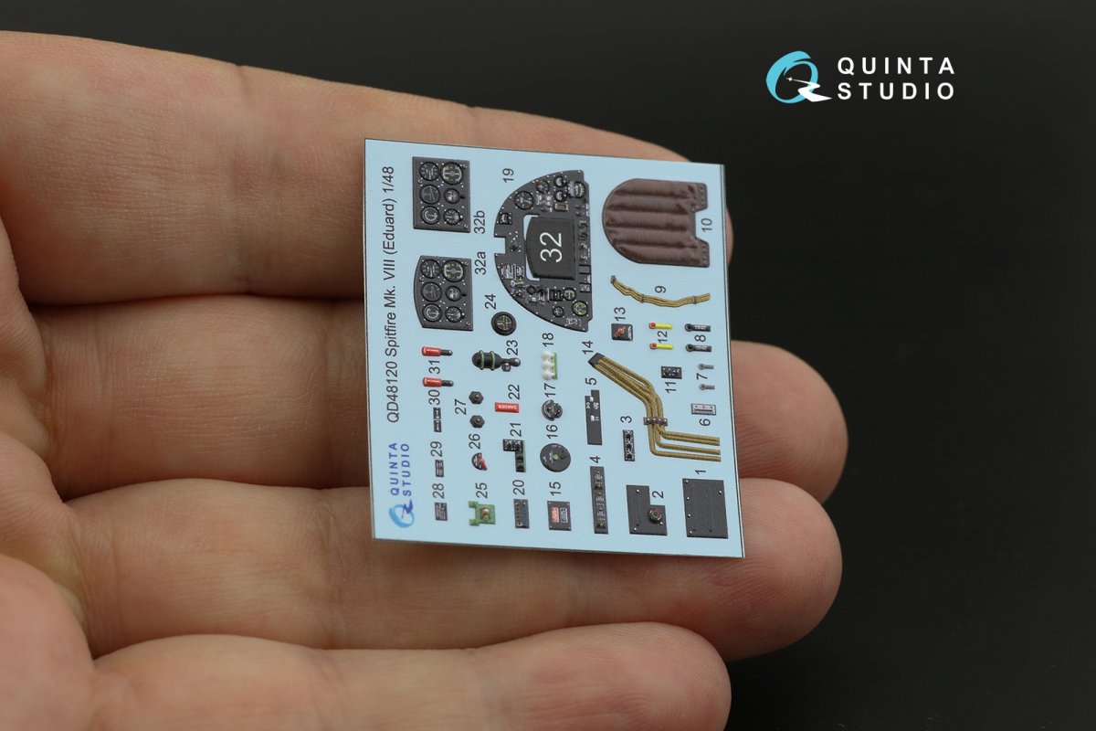 Quinta Studio QD48120 Spitfire Mk.VIII 3D-Printed &amp;amp; coloured Interior on decal paper (Eduard) 1/48 – Bild 5
