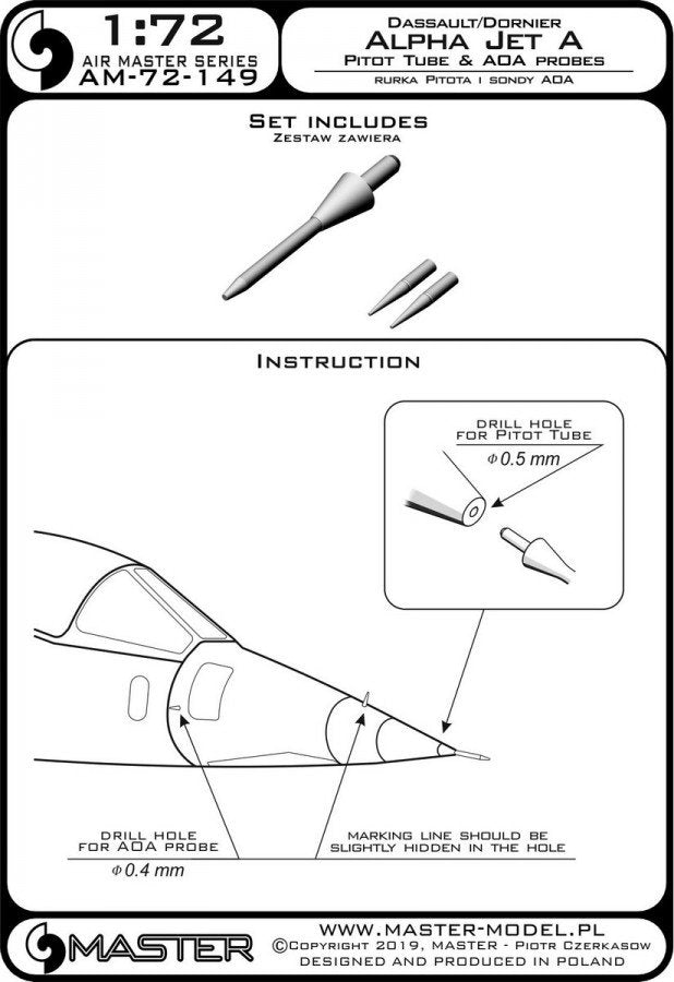 Master AM-72-149 Alpha Jet A - Rurka Pitota oraz sondy Angle Of Attack 1/72 – immagine 3