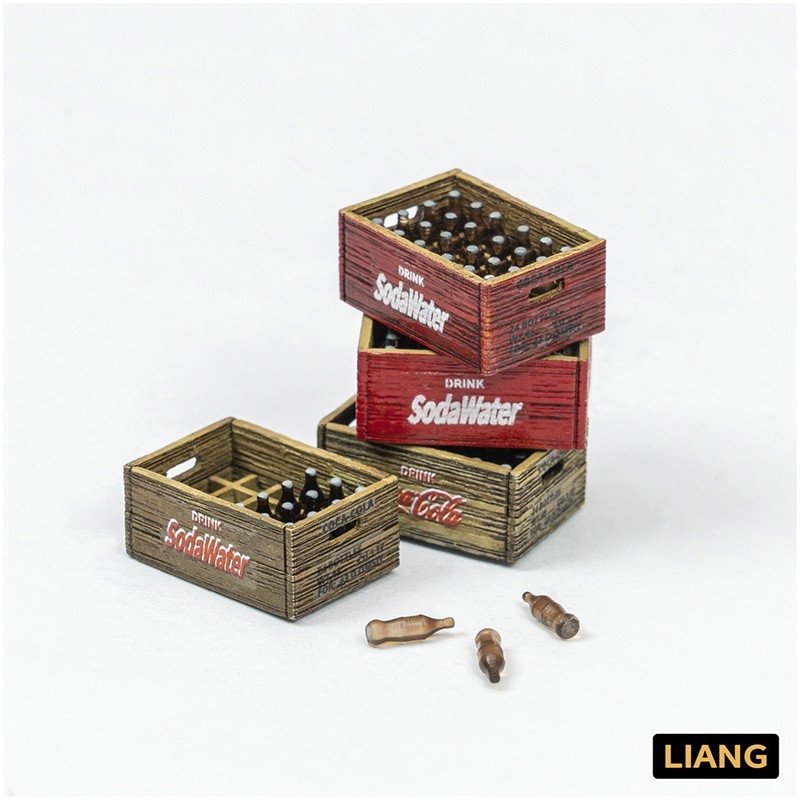 Liang 0434 Beer Soda Bottle Crates WWII x 8 1/48 - 1/72 – zdjęcie 3