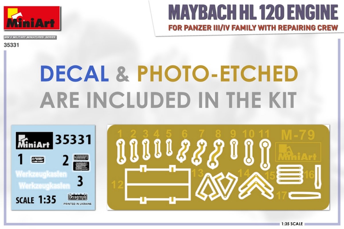 Miniart 35331 Moteur Maybach HL 120 pour chars Panzer III/IV avec équipe de réparation 1/35 – image 2