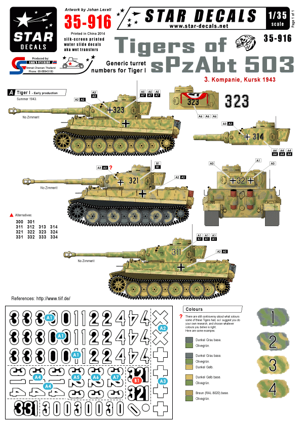 Star Decals 35-916 Tigres du sPzAbt 503 3 1/35