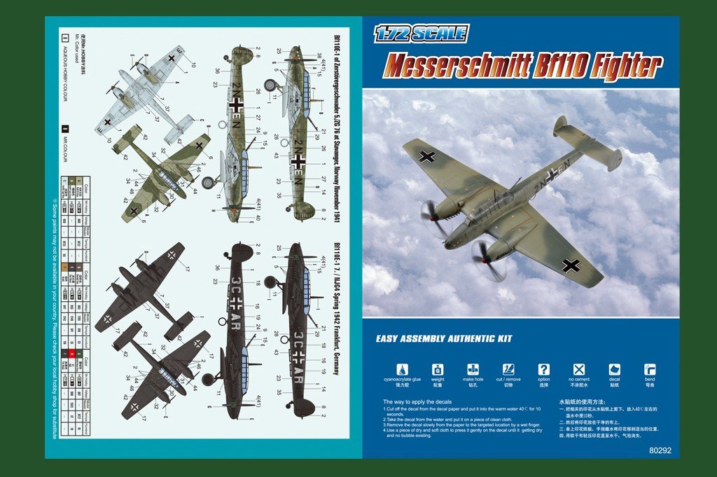 Hobby Boss 80292 Messerschmitt Bf110 Fighter 1/72 – zdjęcie 2