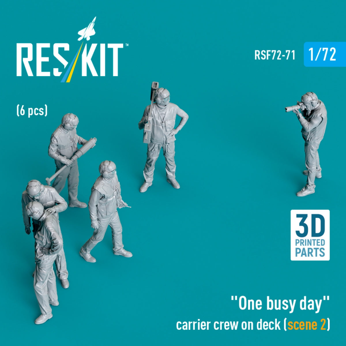 RESKIT RSF72-0071 "One busy day" carrier crew on deck (scene 2) (6 pcs) (3D Printed) 1/72