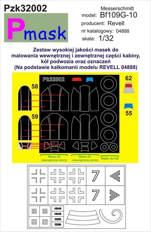 Masque PZK32002 MESSERSCHMITT BF109G-10 (REVELL 04888) (1/32)