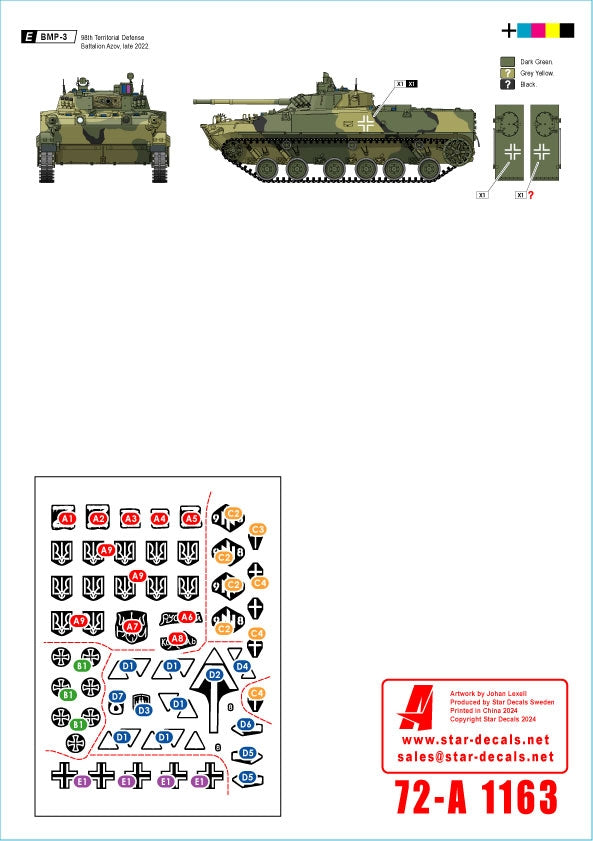 Star Decals 72-A1163 War in Ukraine 20 Ukrainian BMP-1 and BMP-3 in 2022-24 1/72 – zdjęcie 2