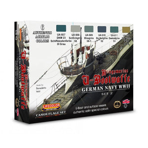 Coffret de peinture acrylique Lifecolor CS12, couleur Marine allemande, lot de 2 (6 x 22 ml).