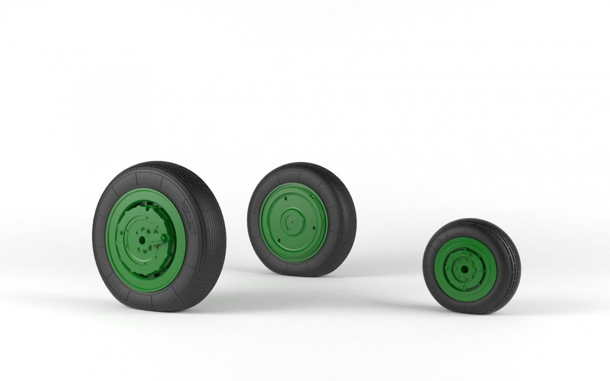 Armory Models AW48029 Mikoyan MiG-21 Fishbed wheels w/ weighted tires, late production 1/48