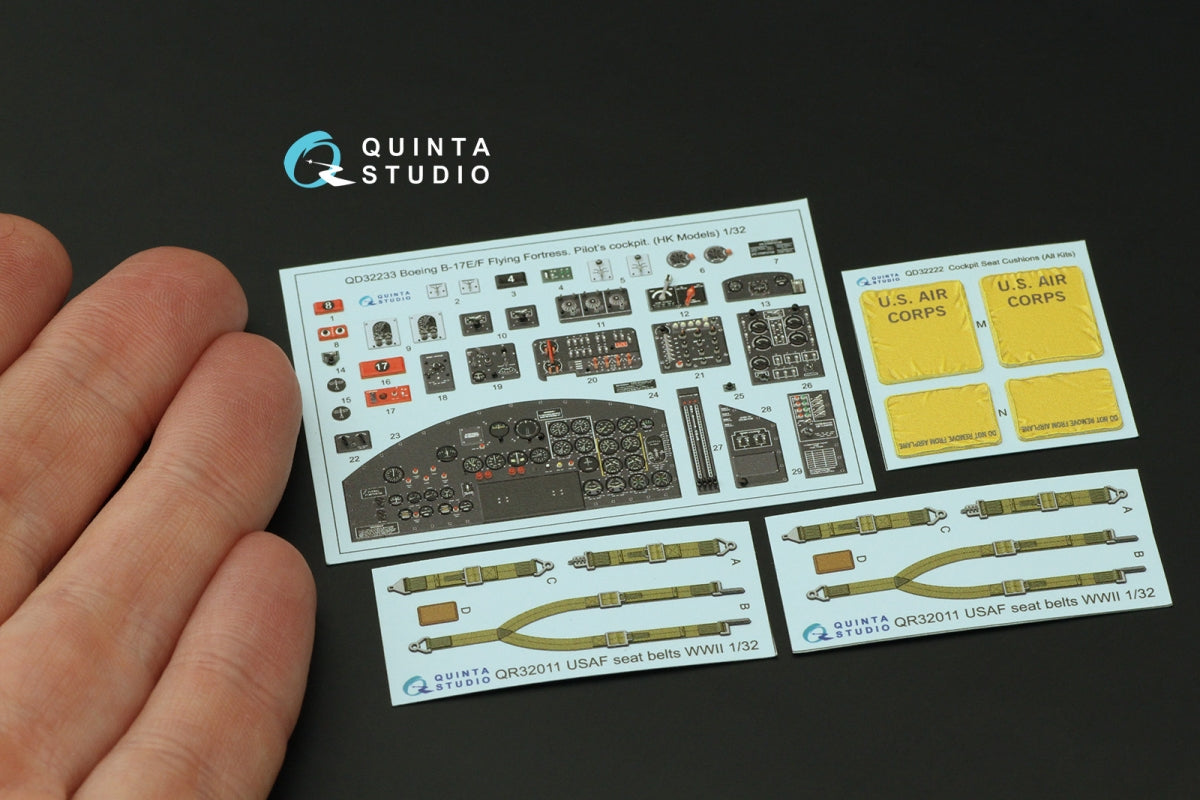 Quinta Studio QD32233 Boeing B-17E/F Pilot&amp;#39;s cockpit. 3D-Printed coloured Interior on decal paper (HK models) 1/32 – imagen 3