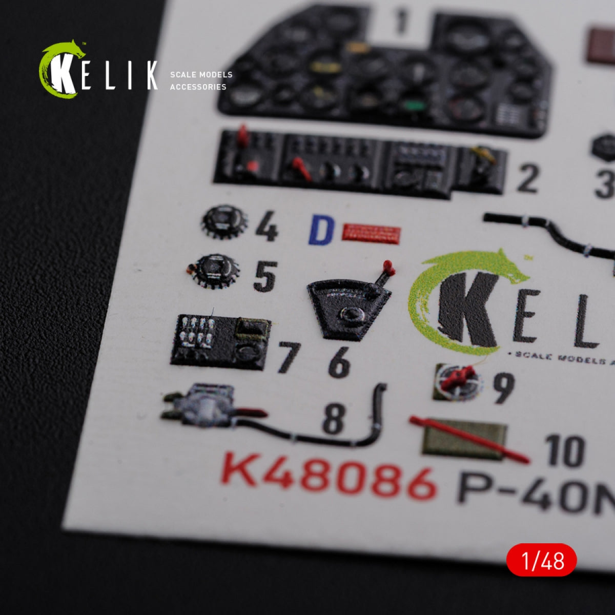 KELIK K48086 P-40N interior 3D decals for Academy kit 1/48 – image 4
