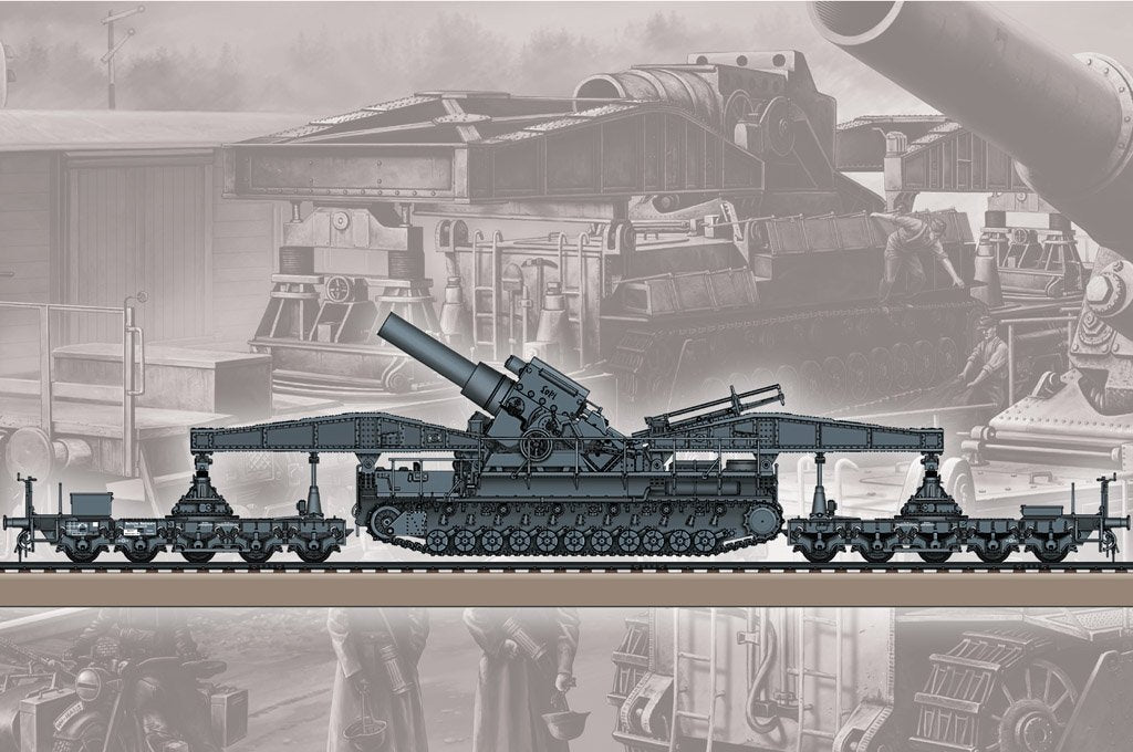 Hobby Boss 82961 German KARL-Geraet 040/041 on Railway Transport Carrier 1/72