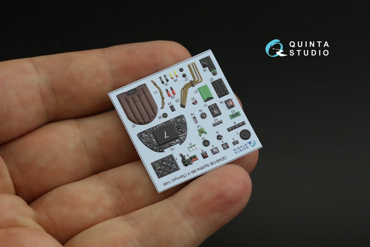 Intérieur imprimé en 3D et coloré sur papier décalcomanie Quinta Studio QD48136 Spitfire Mk.V (Tamiya) 1/48 – image 5