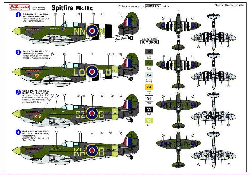 AZ Model AZ7391 Supermarine Spitfire Mk.IXc ,,Aces&amp;#39;&amp;#39; 1/72 – immagine 4