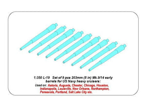 Aber 350L-19 Set of 9 pcs 203 mm barrels for New Orleans type 1/350 – imagen 4