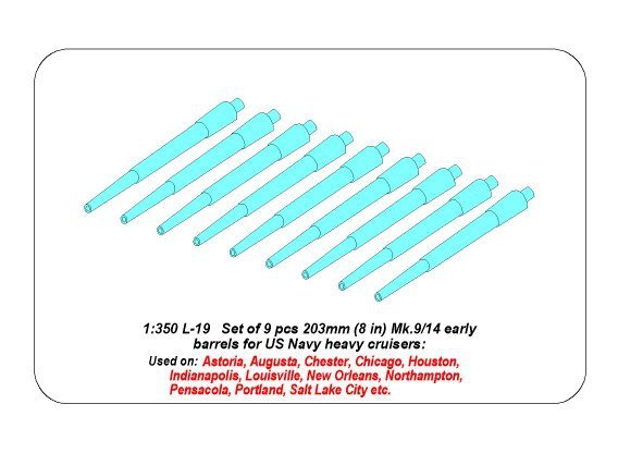 Aber 350L-19 Set of 9 pcs 203 mm barrels for New Orleans type 1/350 – imagen 4