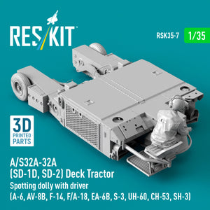 RESKIT RSK35-0007 A/S32A-32A (SD-1D, SD-2) Deck Tractor Spotting dolly with driver (3D Printed model kit) 1/35