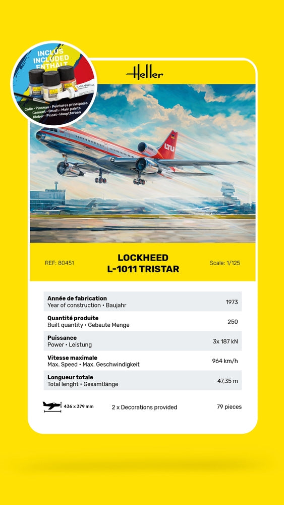Heller 56451 Starter Kit - Lockheed L-1011 Tristar 1/125 – imagen 5