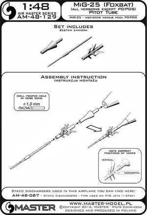 Master AM-48-129 MiG-25 (Foxbat) (all versions except PD/PDS) - Pitot Tube 1/48 – imagen 4