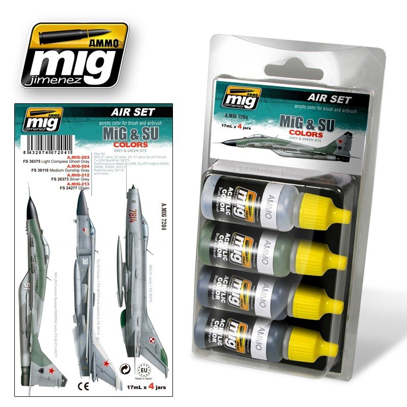 AMMO of Mig Jimenez 7204 MiG SU COLORS Gray Green Fighters