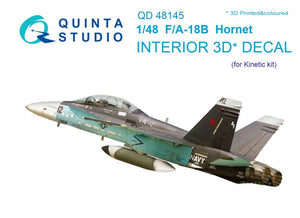 Quinta Studio QD48145 F/A-18B 3D-Printed &amp;amp; coloured Interior on decal paper (for Kinetic kit) 1/48