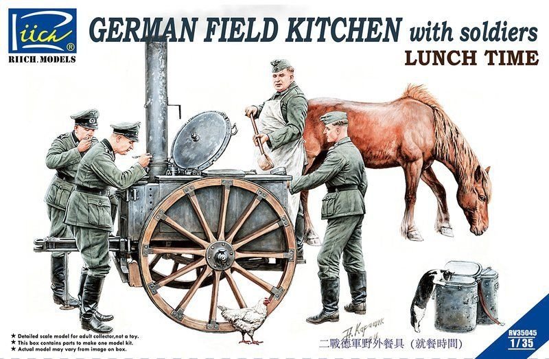 Riich RV35045 Cuisine de campagne allemande de la Seconde Guerre mondiale avec des soldats déjeunant (1/35)