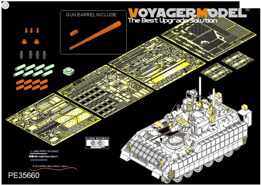 Voyager Model PE35660 Modern US Army M2A3 BRADLEY w/BUSK III IFV Basic (Gun barrel ,smoke discharger include) (For MENG SS-004) 1/35 – Bild 2