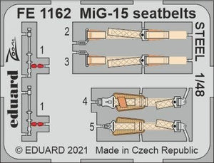 Eduard FE1162 MiG-15 seatbelts STEEL BRONCO / HOBBY 2000 1/48