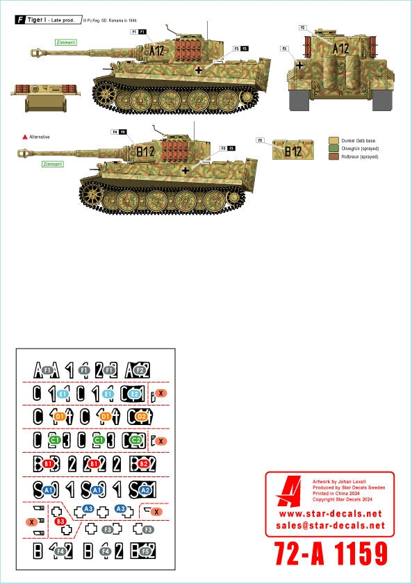 Star Decals 72-A1159 Grossdeutschland Tigers. 1943-44. Tiger I Early, Mid and Late production 1/72 – immagine 2