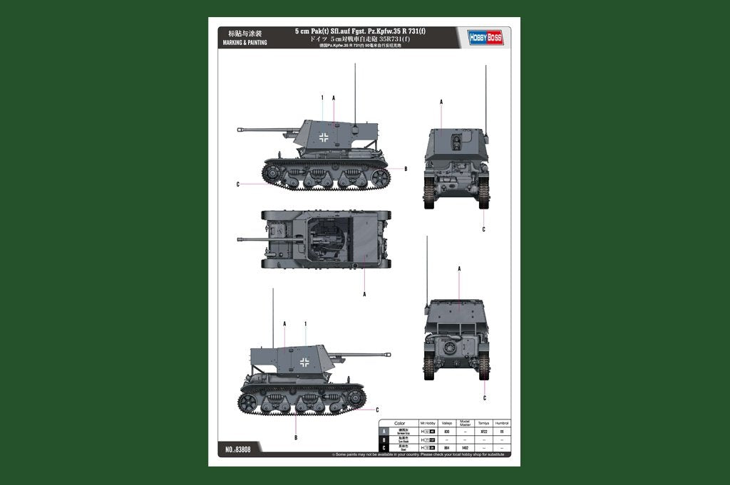 Hobby Boss 83808 5cm Pak auf Fgst. Pz.Kpfw. 35R 731 1/35 – imagen 3