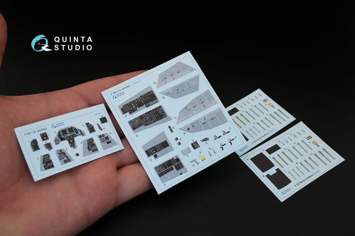 Quinta Studio QD32023 F-16D 3D-Printed &amp;amp; coloured Interior on decal paper (for Academy kit) 1/32 – imagen 3