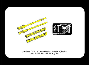 Aber A32002 Ensemble de 2 canons pour mitrailleuses d&amp;#39;avion allemandes MG 17 de 7,92 mm (1/32)  – image 6