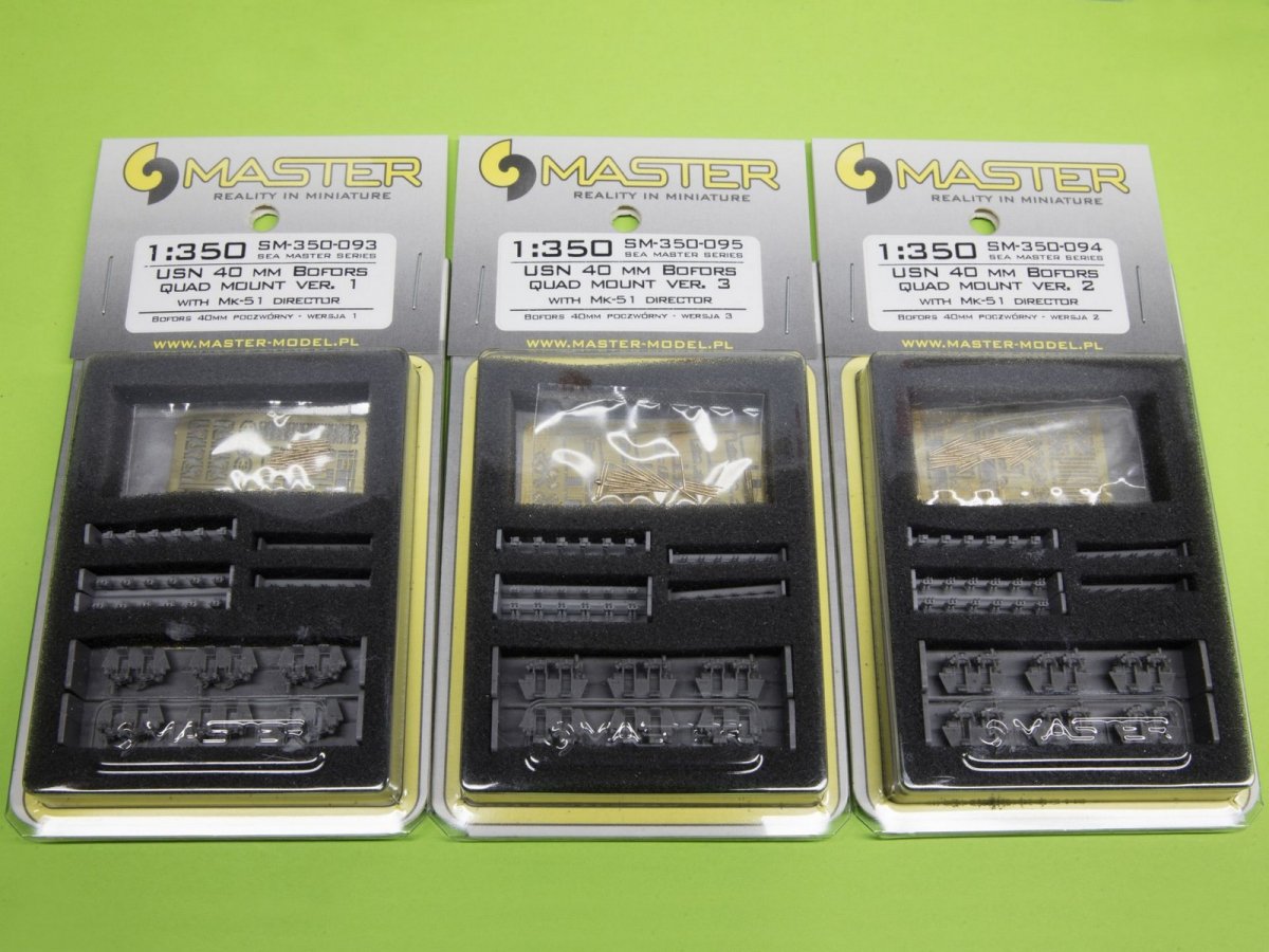 Master SM-350-093 USN 40 mm/56 Bofors quadruple mount ver.1 / with Mk-51 director - (resin, PE and turned parts) - (6pcs) 1/350 – immagine 8